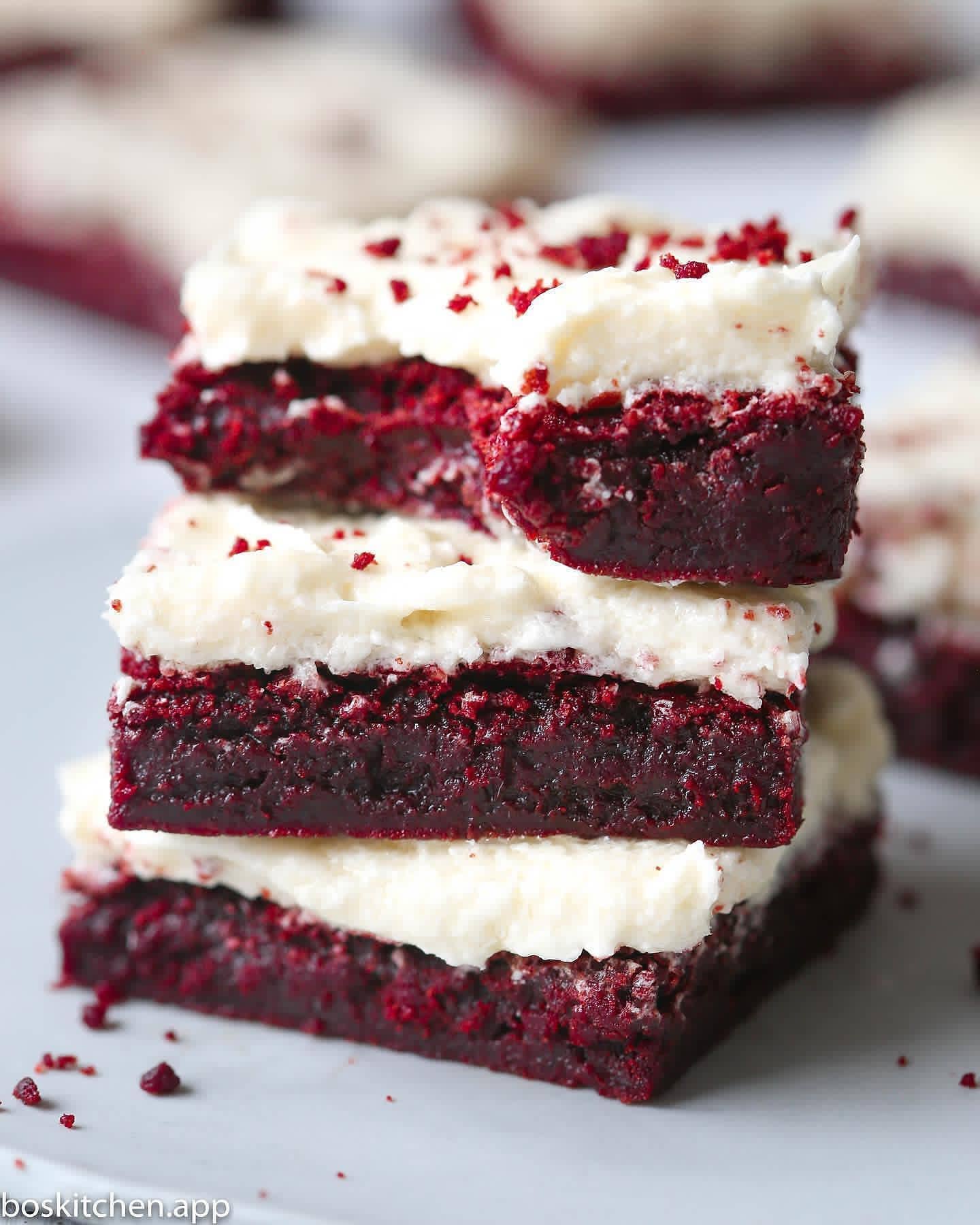 Decadent Gooey Red Velvet Brownies with Vanilla Frosting