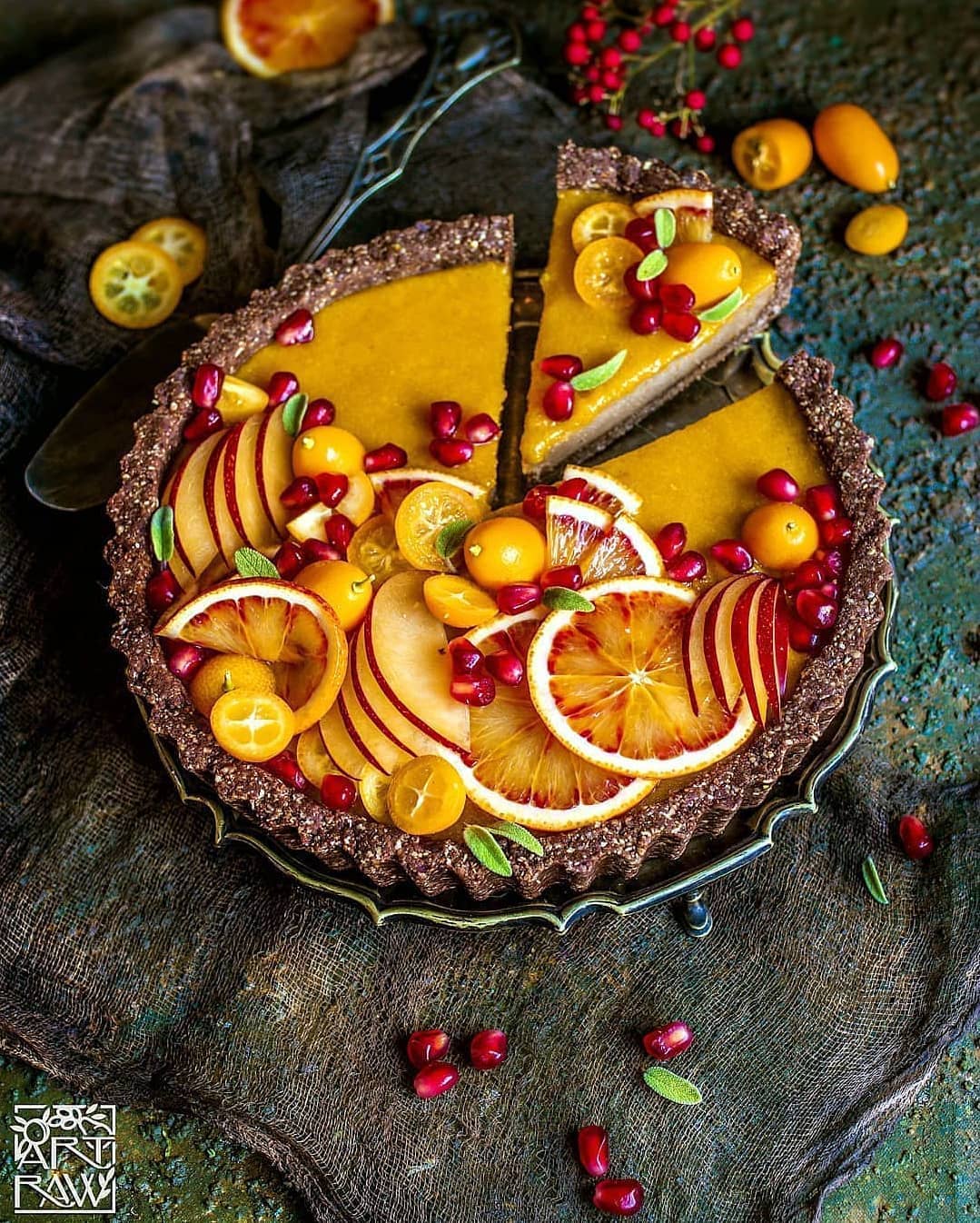 Vegan Chocolate Tart with Kumquat Jam