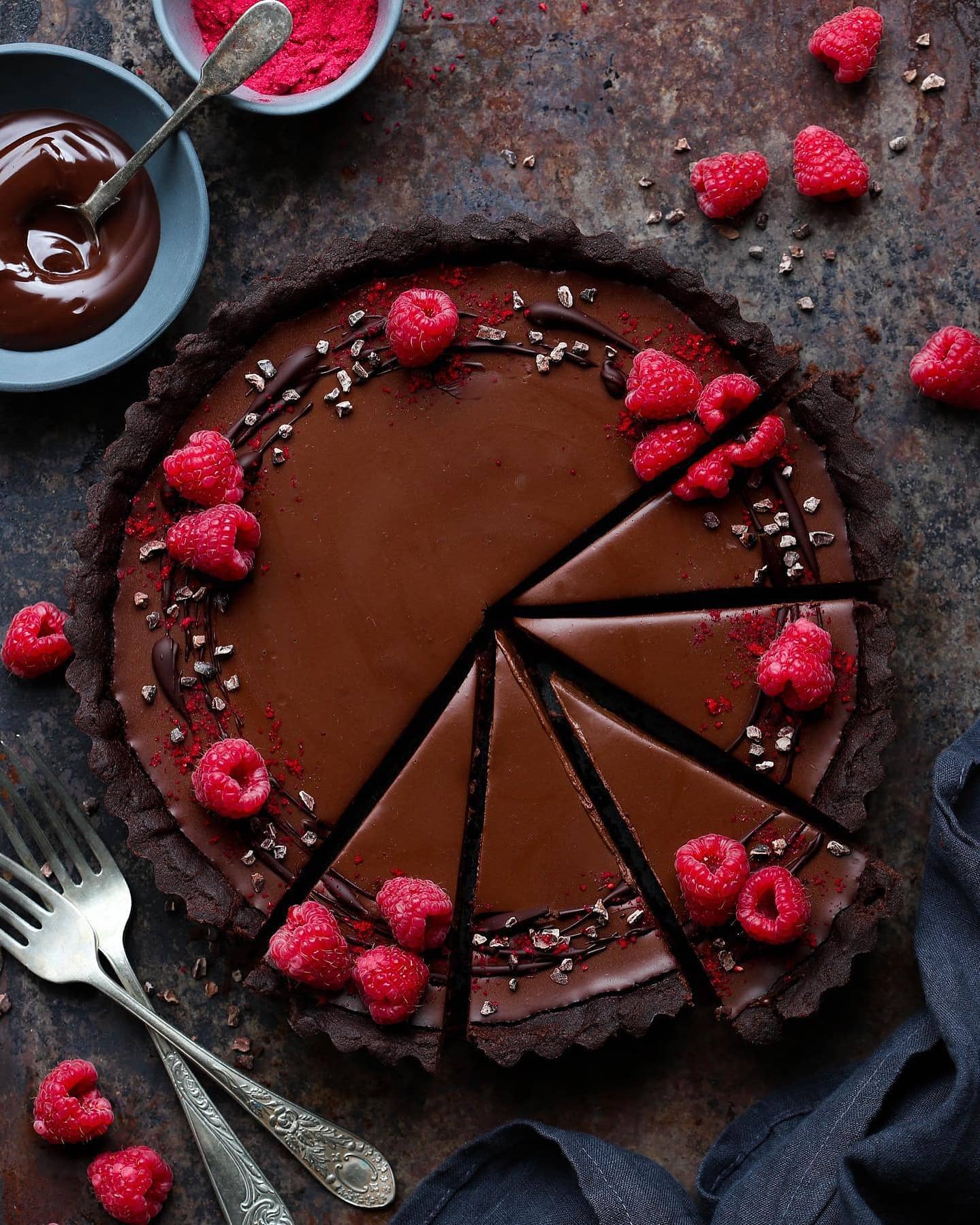 Vegan Double Chocolate and Raspberry Tart