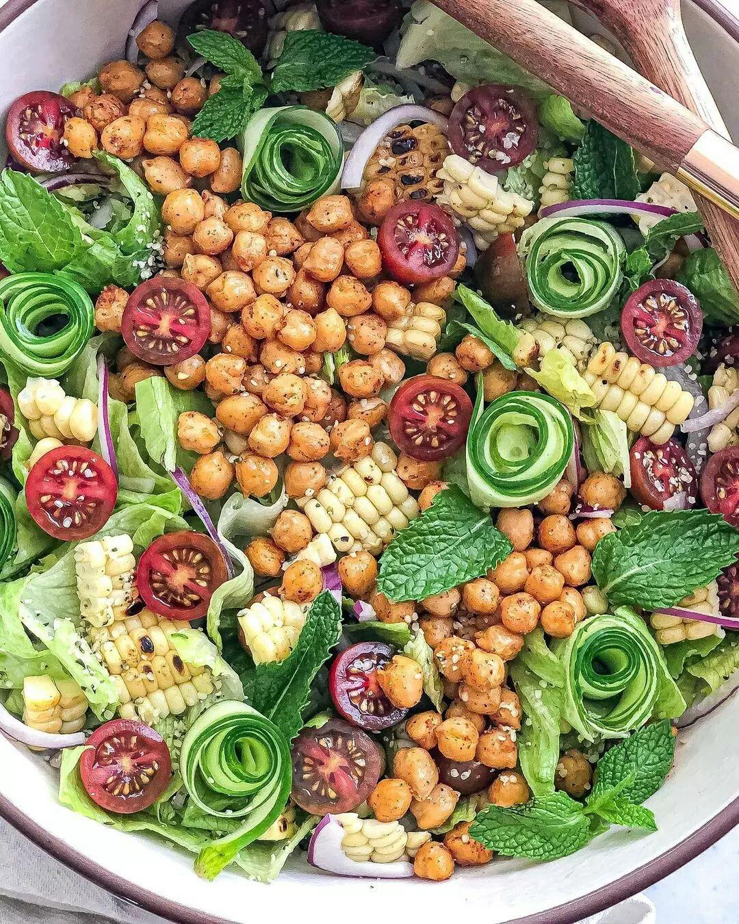 Ultimate Summer Salad - Roasted Chickpea and Bbq Corn Salad with Creamy Tahini Dressing