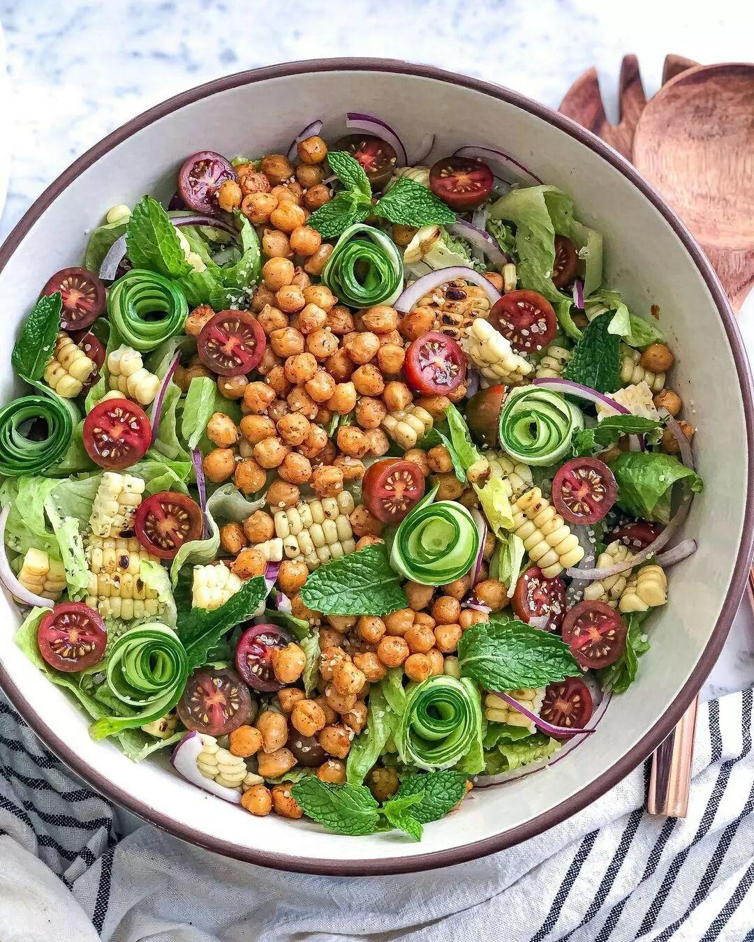 Ultimate Summer Salad - Roasted Chickpea and Bbq Corn Salad with Creamy Tahini Dressing