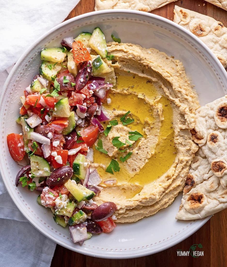 Hummus with Feta and Greek Salad