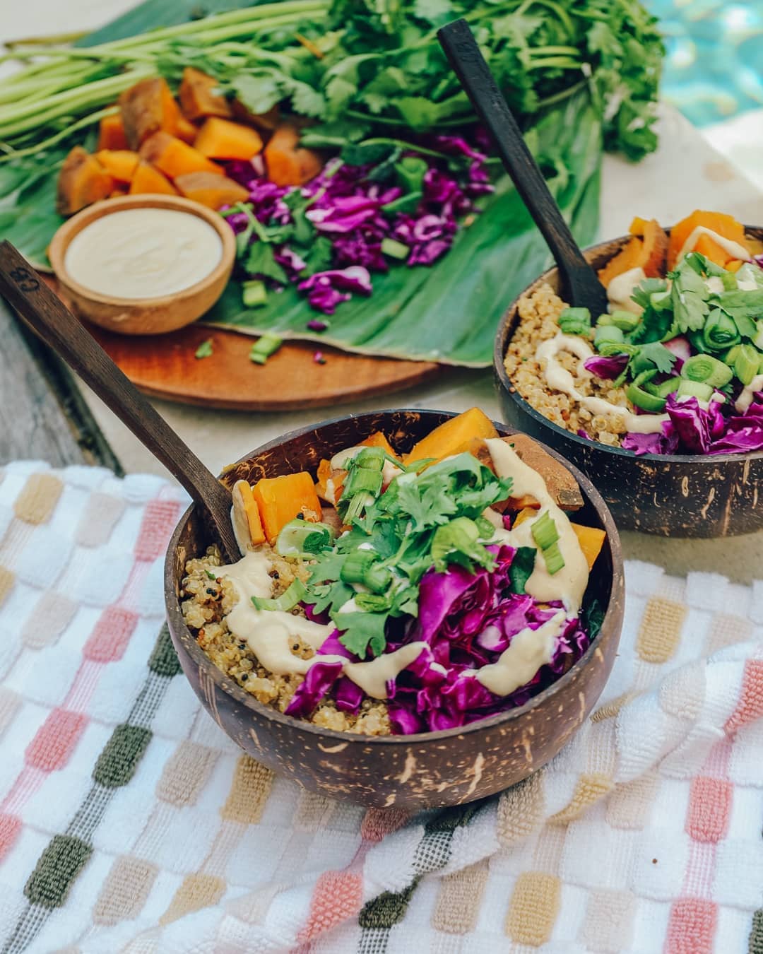 Quinoa Sweet Potato Bowls with Creamy Cashew Dressing