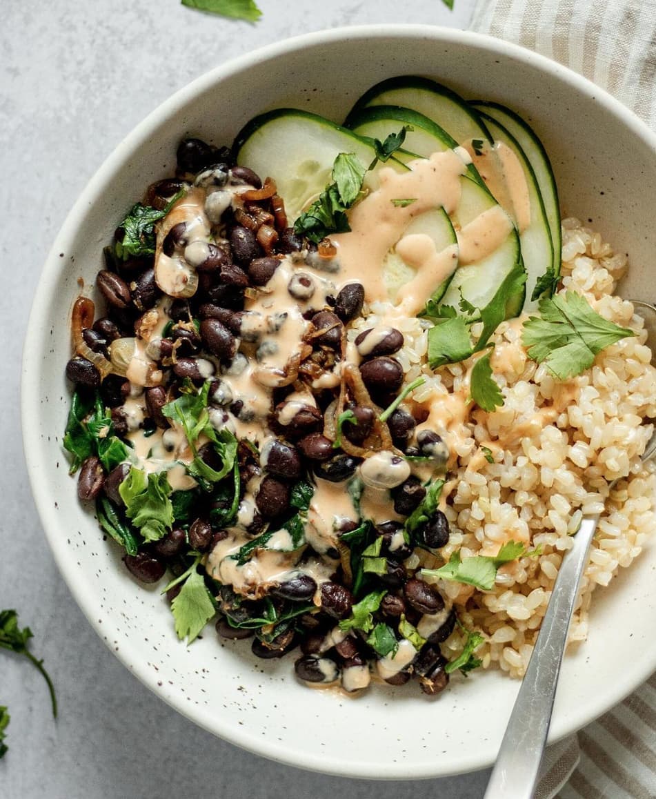 Ginger Black Bean Bowl with Creamy Dressing