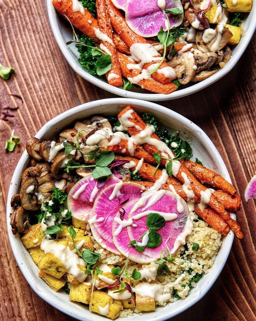 Vegan Bowl with Roasted Veggies and Tahini Sauce