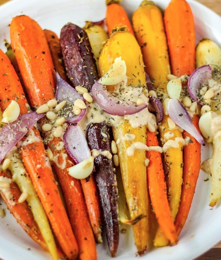 Lemon Garlic Tahini Sauce with Roasted Carrots