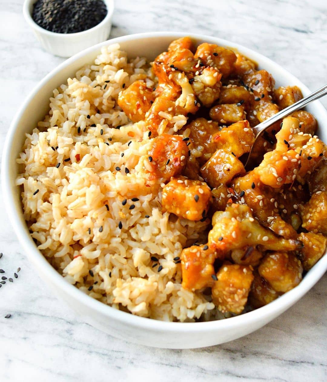 Sesame Orange Tofu and Cauliflower