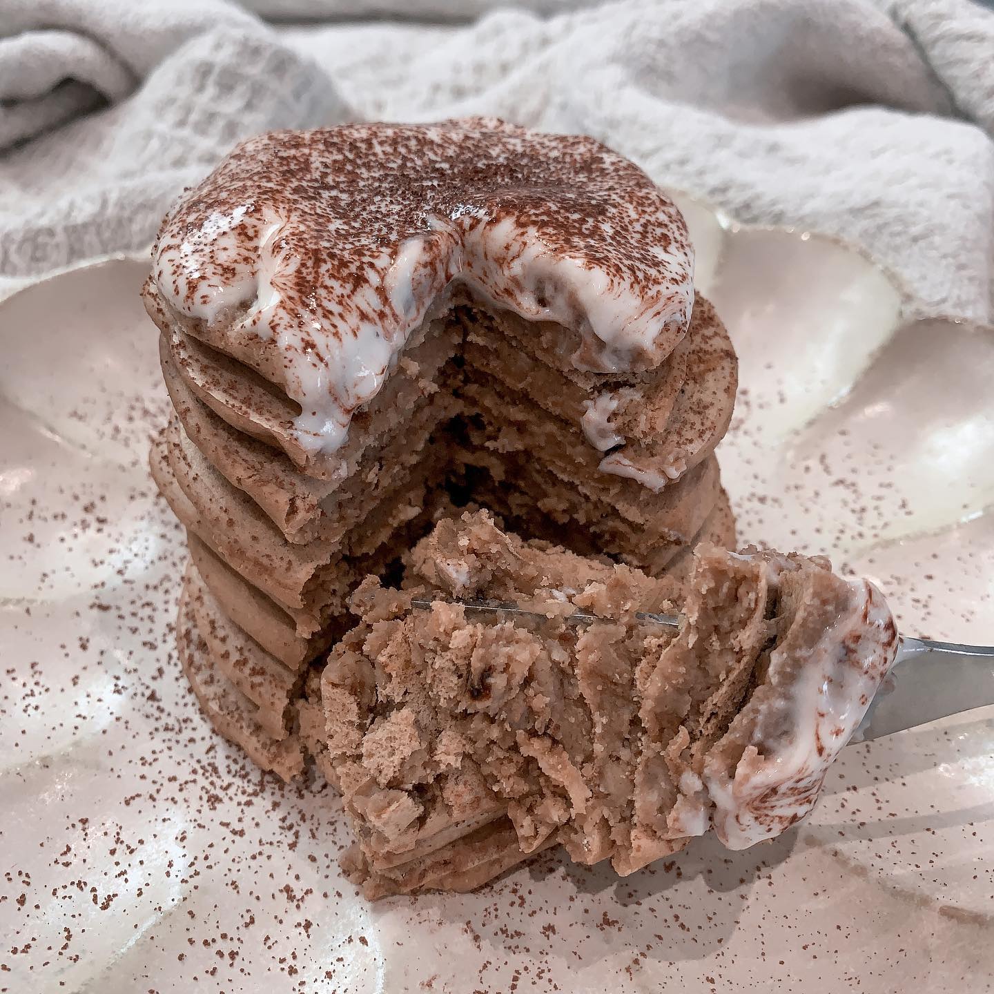 Tiramisu Oat Flour Protein Pancakes