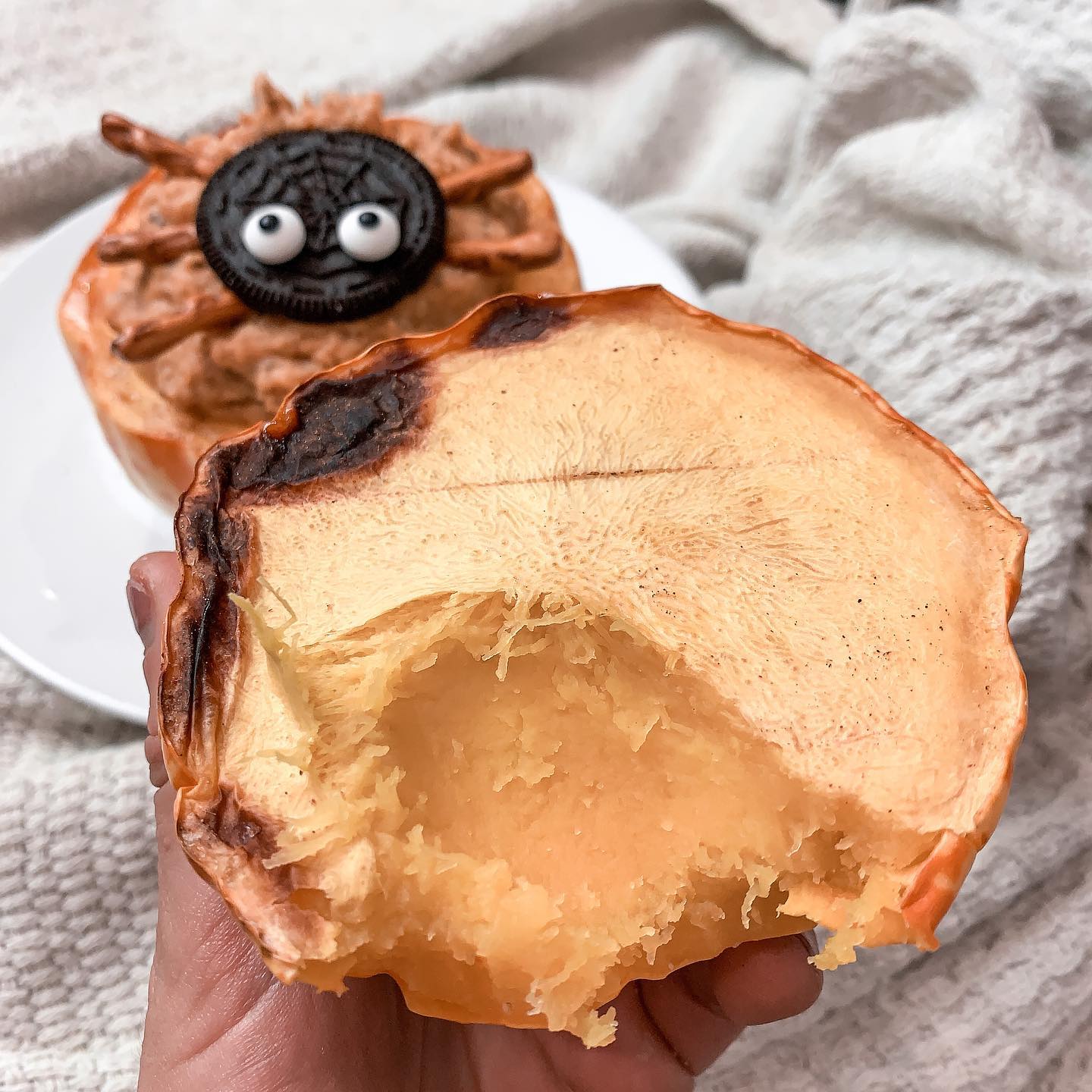 Pumpkin Oatmeal with Spooky Oreo and Pretzel Toppings