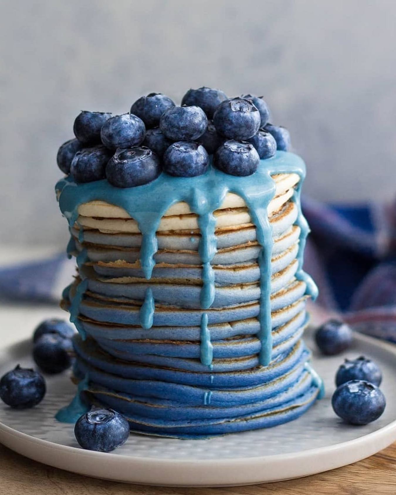 Vegan Breakfast Pancakes with Blue Spirulina