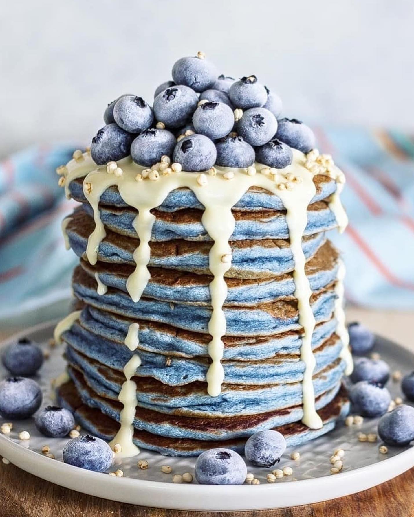 Vegan Breakfast Pancakes with Blue Spirulina