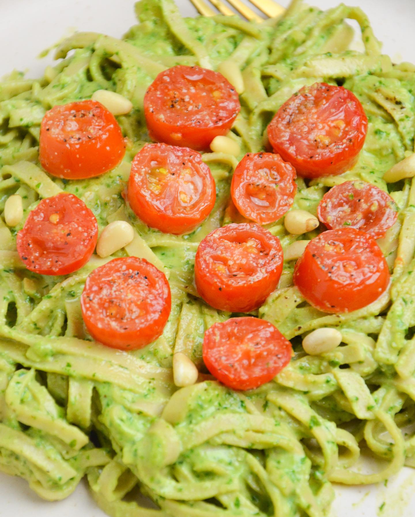 Easy Vegan Pesto Pasta with Liviva Foods Soybean Fettuccine
