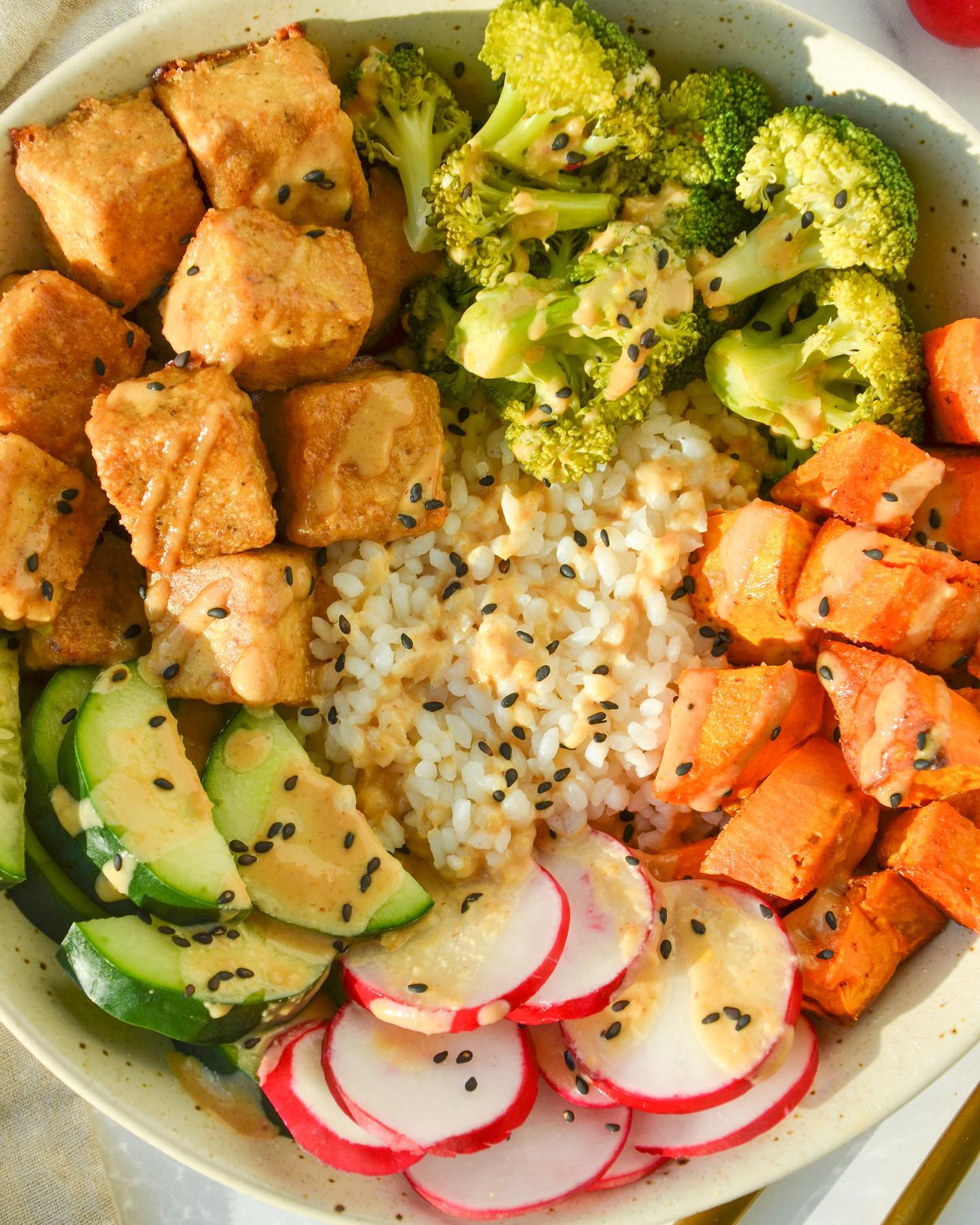 Nutritious Veggie Bowl with Homemade Peanut Sauce