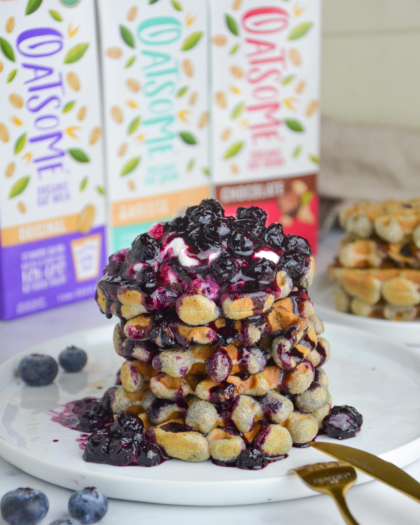 Blueberry Waffles with Oatsome Oat Milk