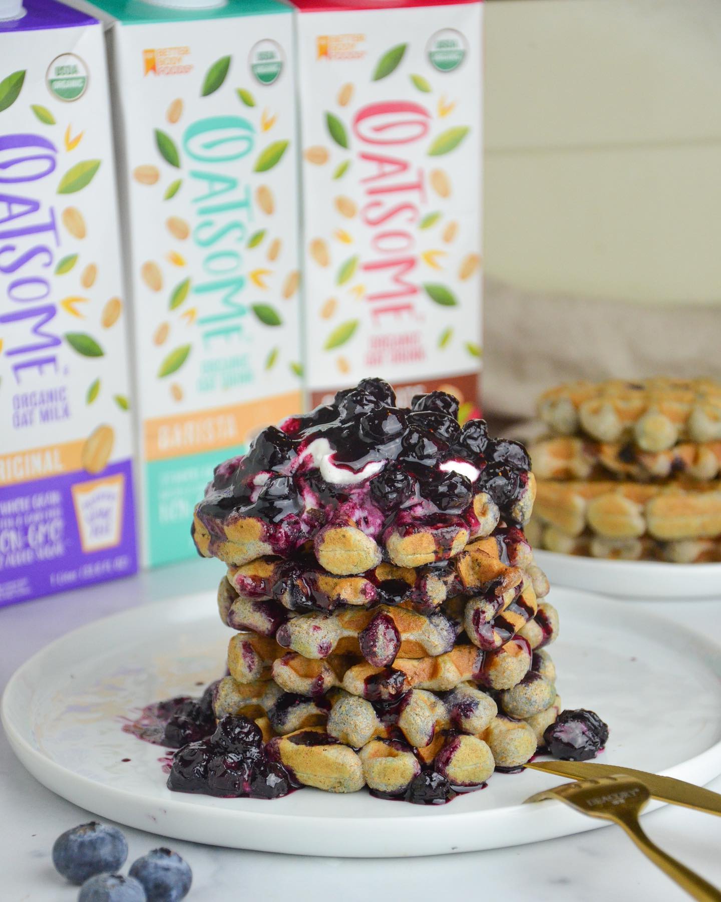 Blueberry Waffles with Oatsome Oat Milk