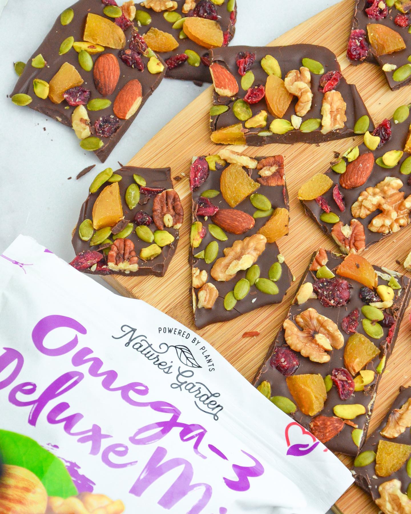 Chocolate Bark with Omega-3 Deluxe Mix