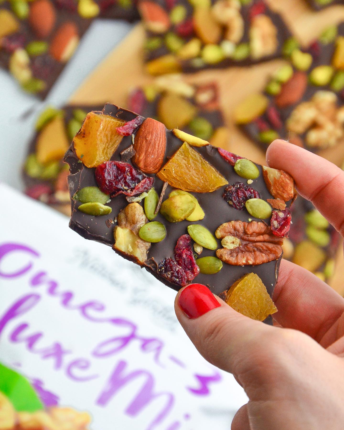 Chocolate Bark with Omega-3 Deluxe Mix