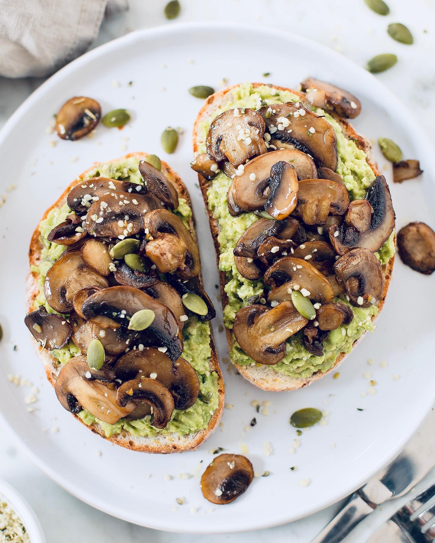 Buttered Mushroom and Mashed Avocado Toast