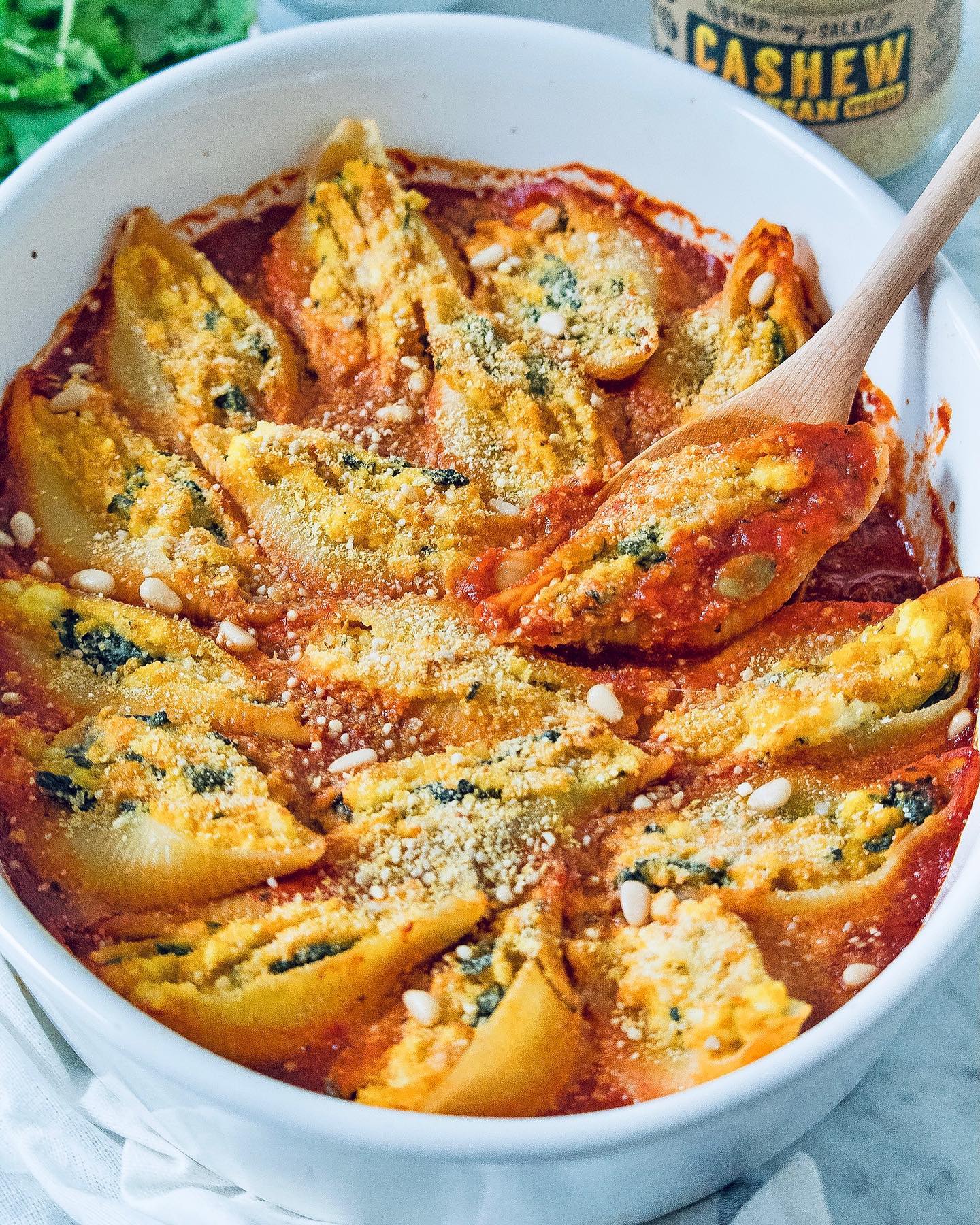 Creamy Ricotta and Pumpkin Stuffed Baked Pasta Shells