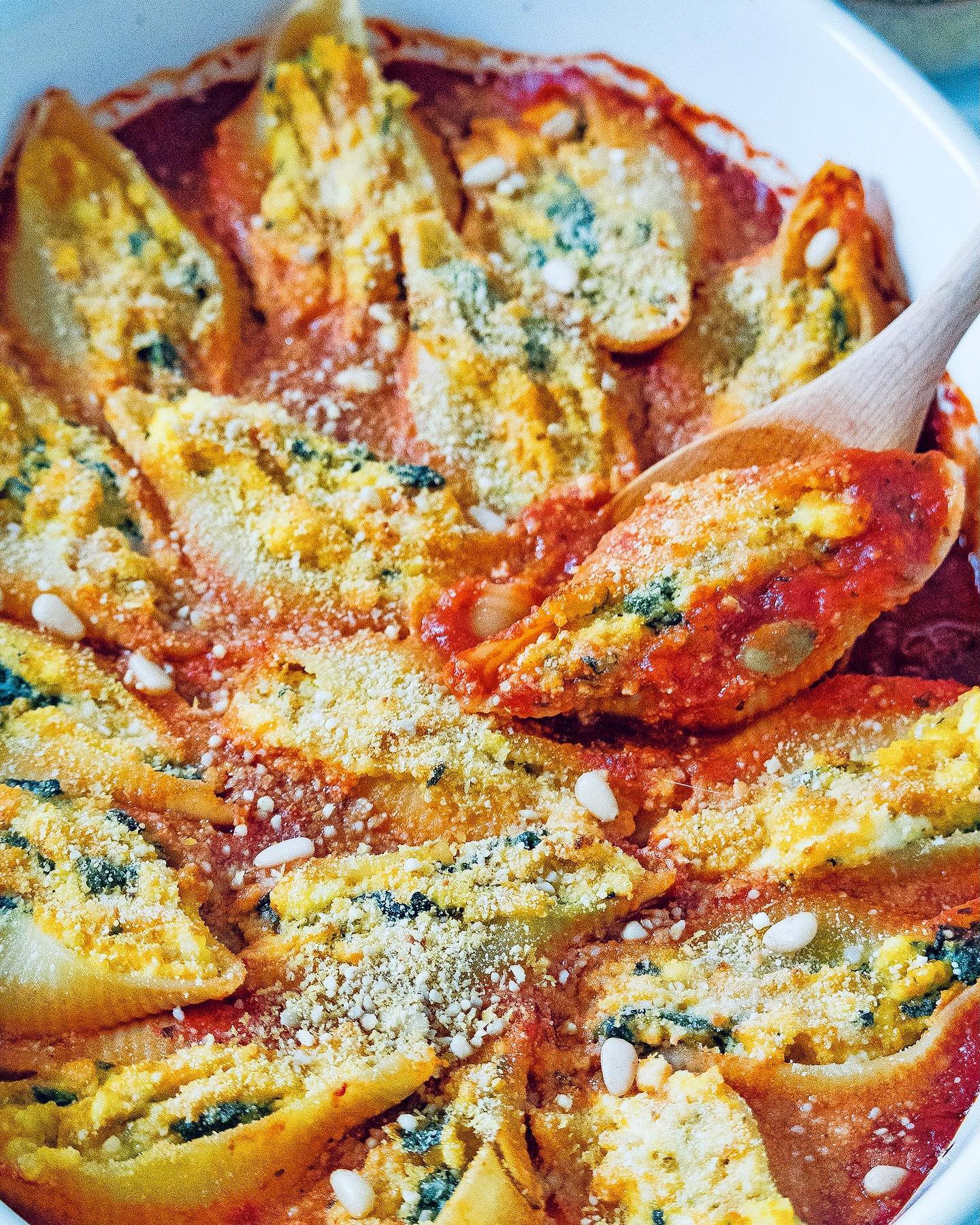 Creamy Ricotta and Pumpkin Stuffed Baked Pasta Shells