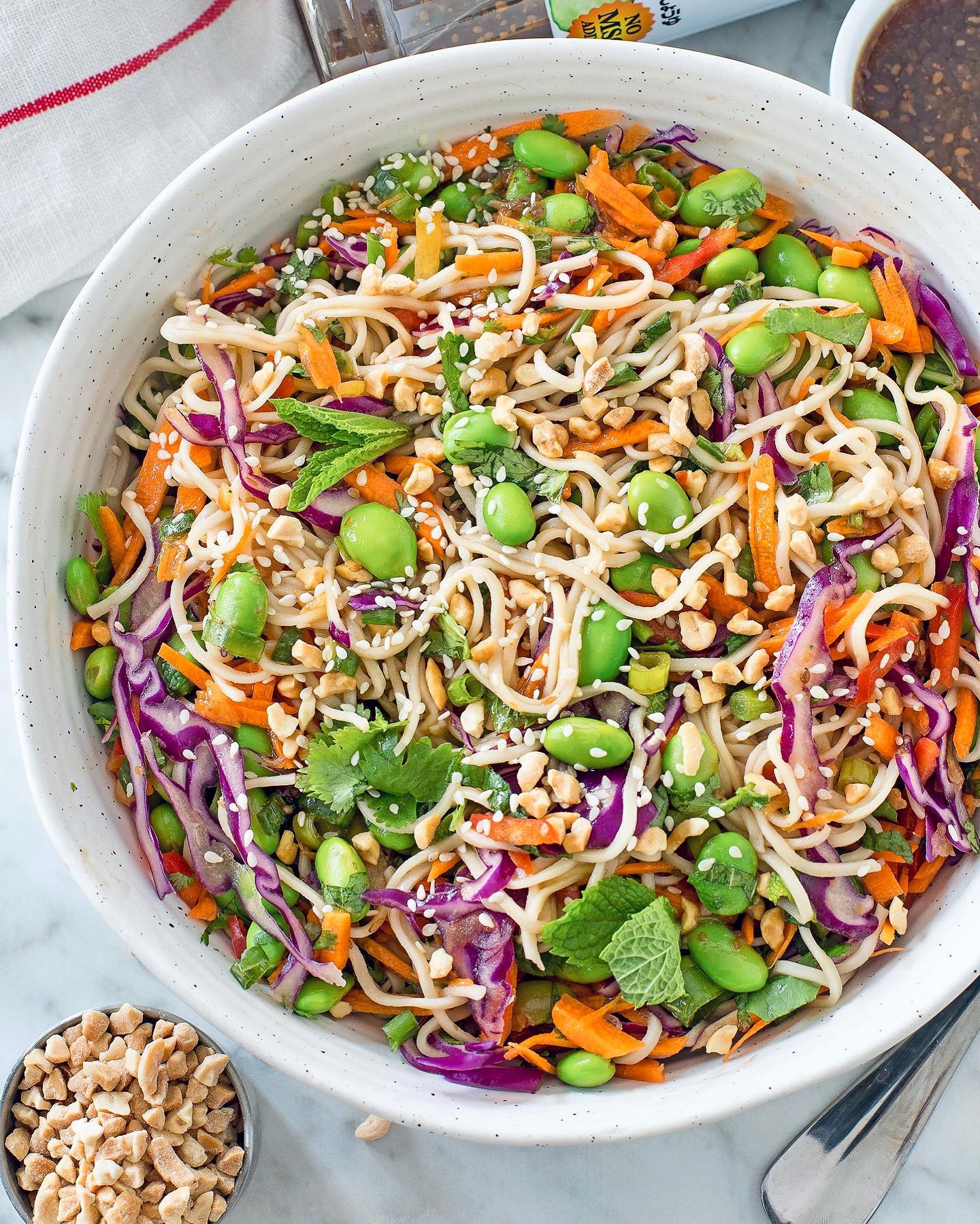 Easy Cold Sesame Noodles with Edamame and Vegetables