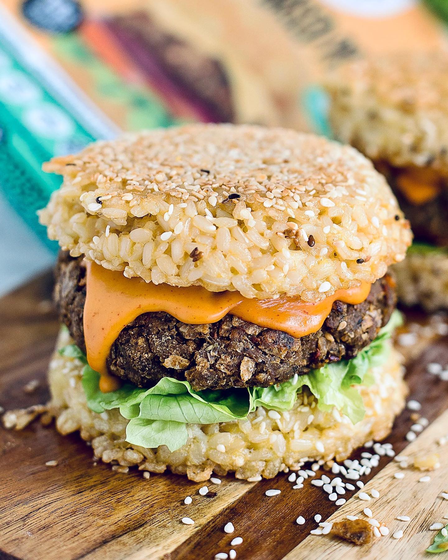 Sesame Brown Rice Burger with Plant-Based Patty