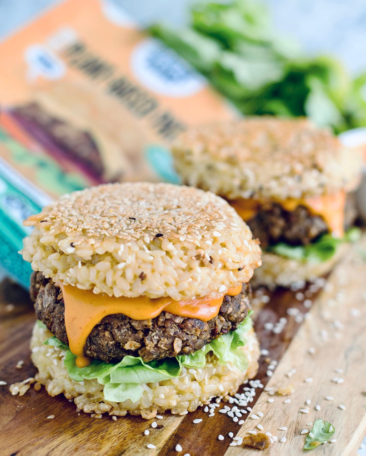 Sesame Brown Rice Burger with Plant-Based Patty