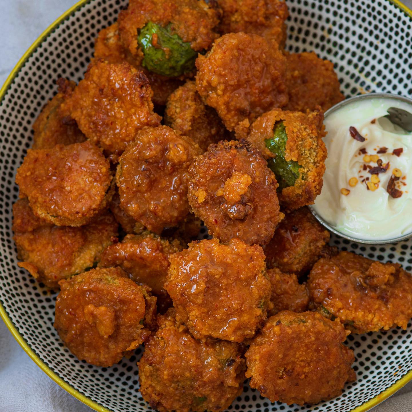 Breaded Brussels Sprouts with Spicy Sauce