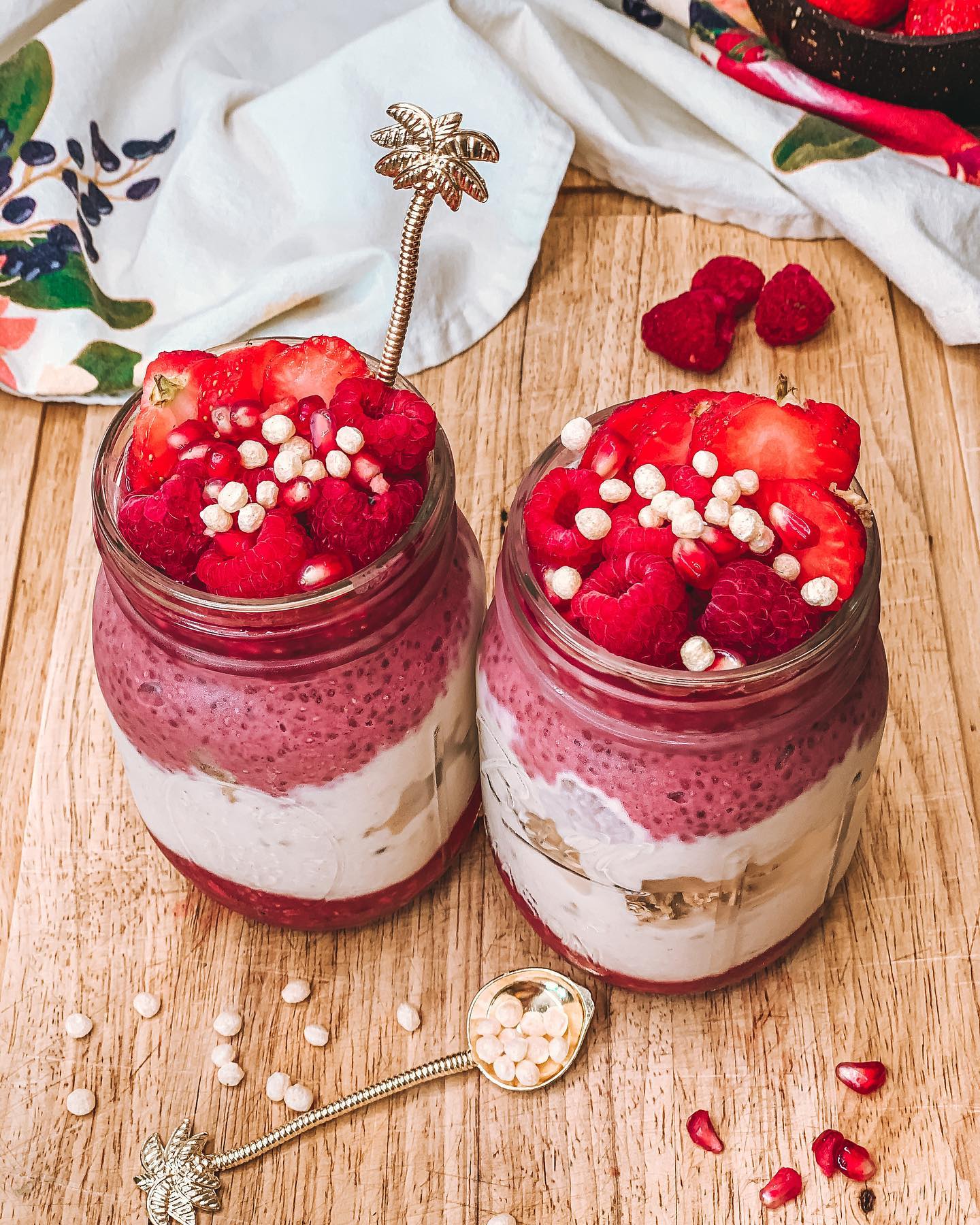 Easy Vegan Parfait with Homemade Pomegranate/raspberry Jam