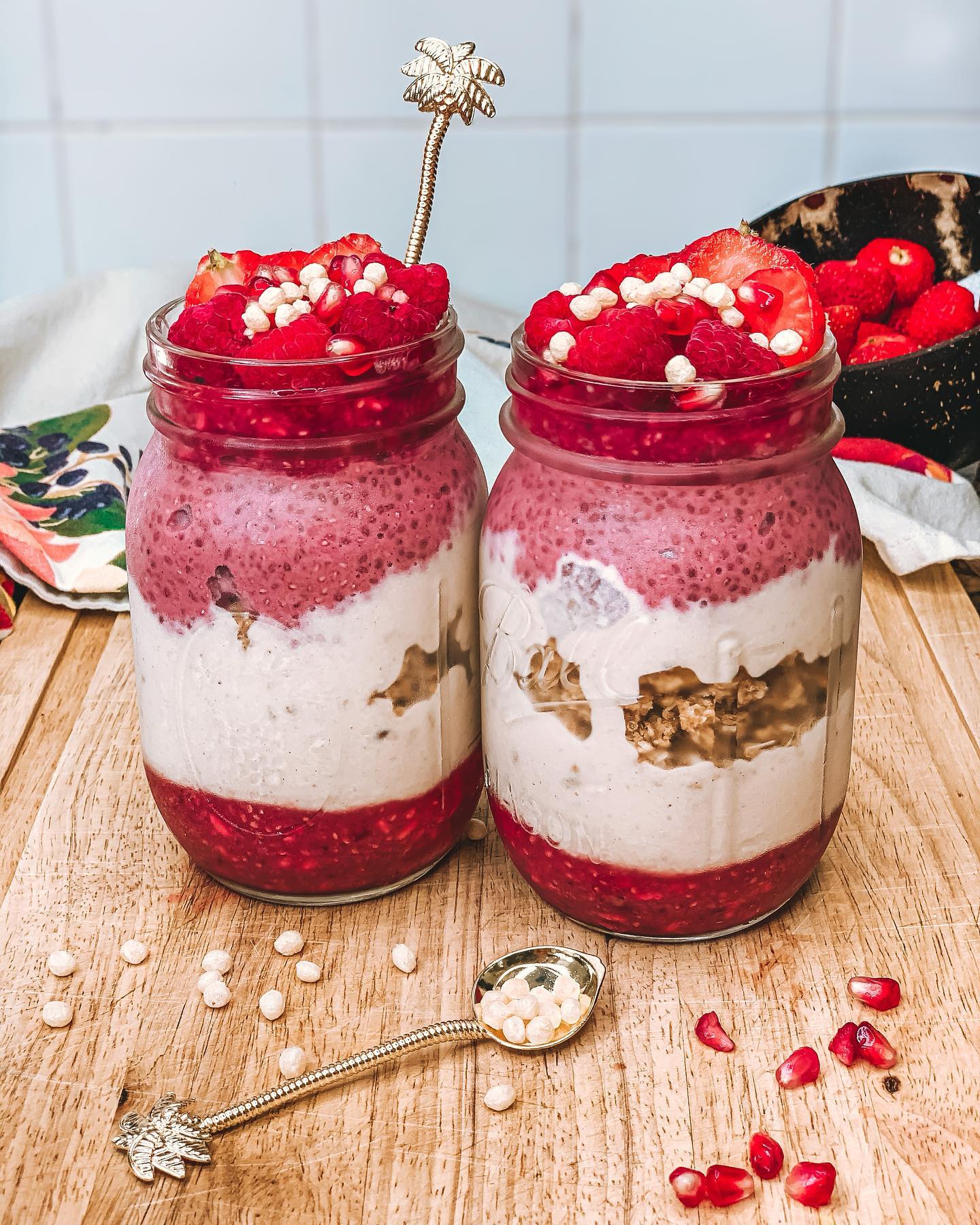 Easy Vegan Parfait with Homemade Pomegranate/raspberry Jam