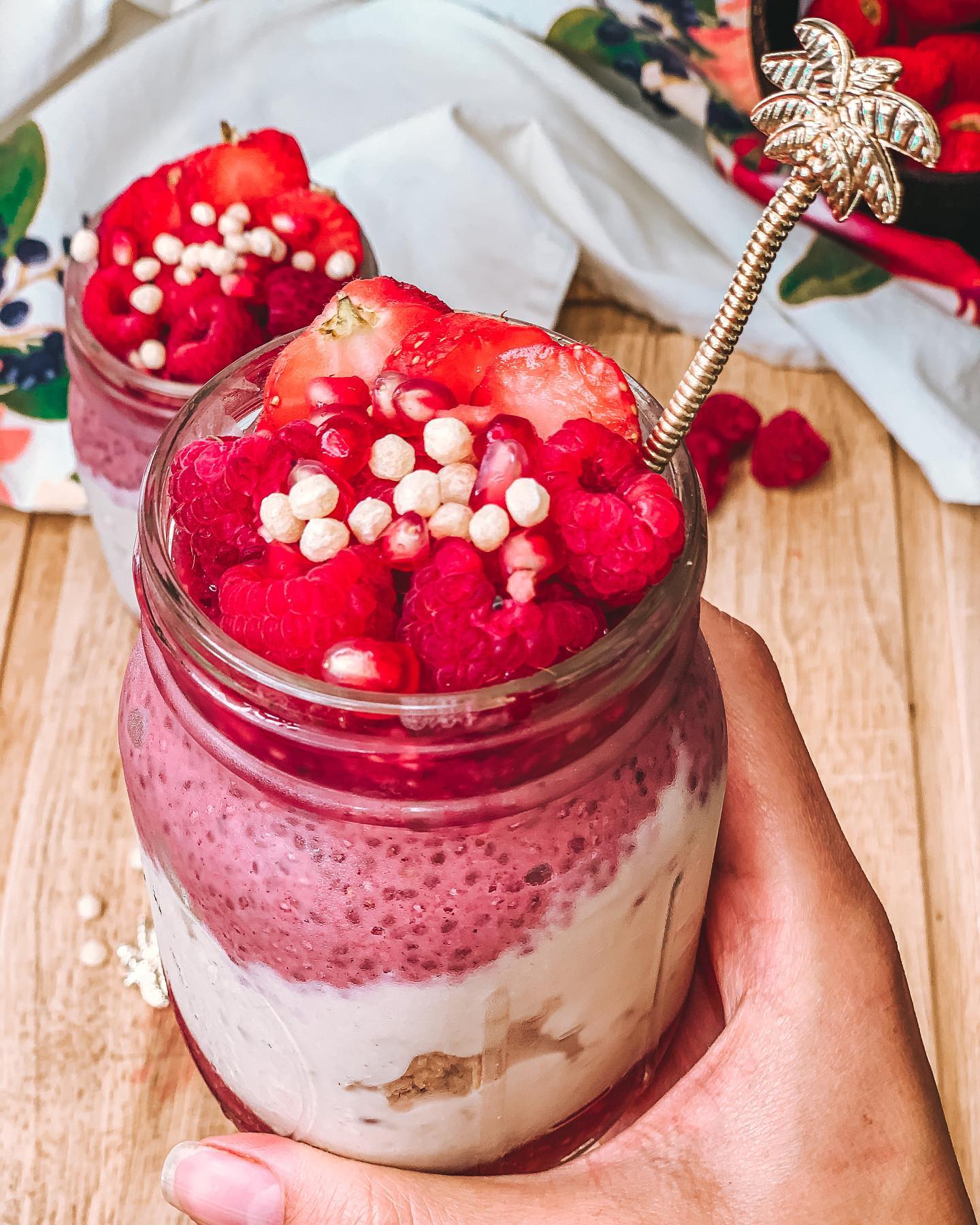 Easy Vegan Parfait with Homemade Pomegranate/raspberry Jam