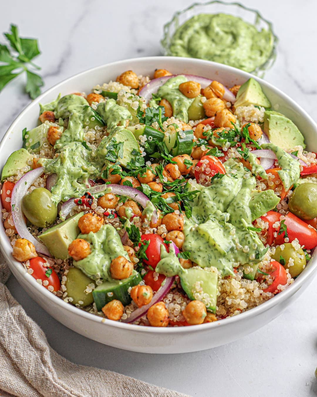 Quinoa Salad with Avocado Dill Dressing