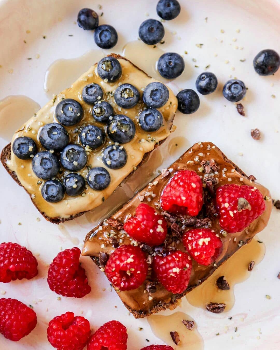 Vegan Nutella and Peanut Butter Toast with Berries