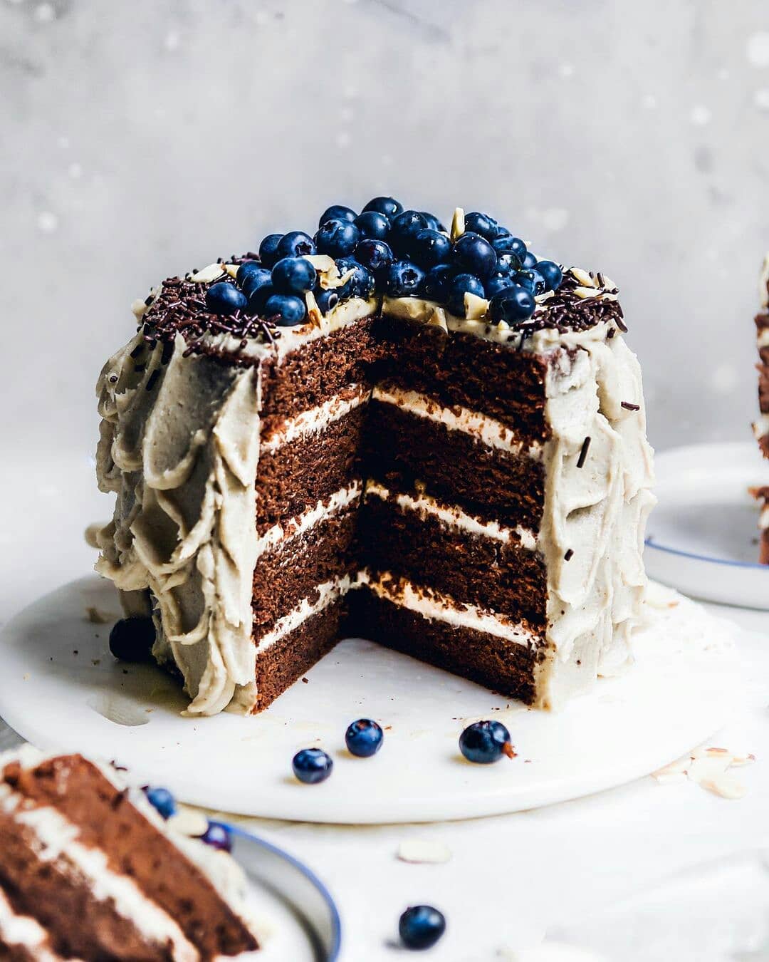Chocolate Layer Cake with Chai Cashew Buttercream