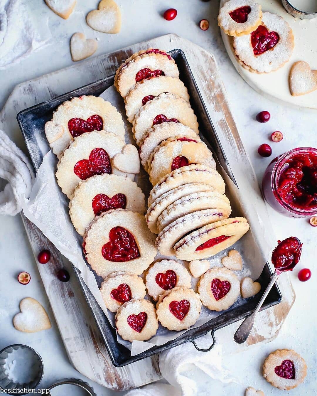 Linzer Cookies with Cranberry Orange Chia Jam