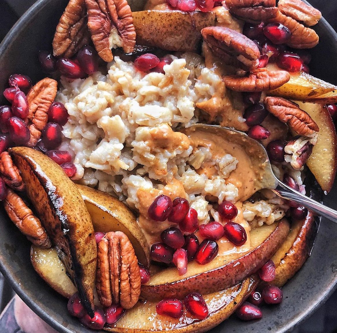 Oatmeal Bowl with Seared Apples and Nuts