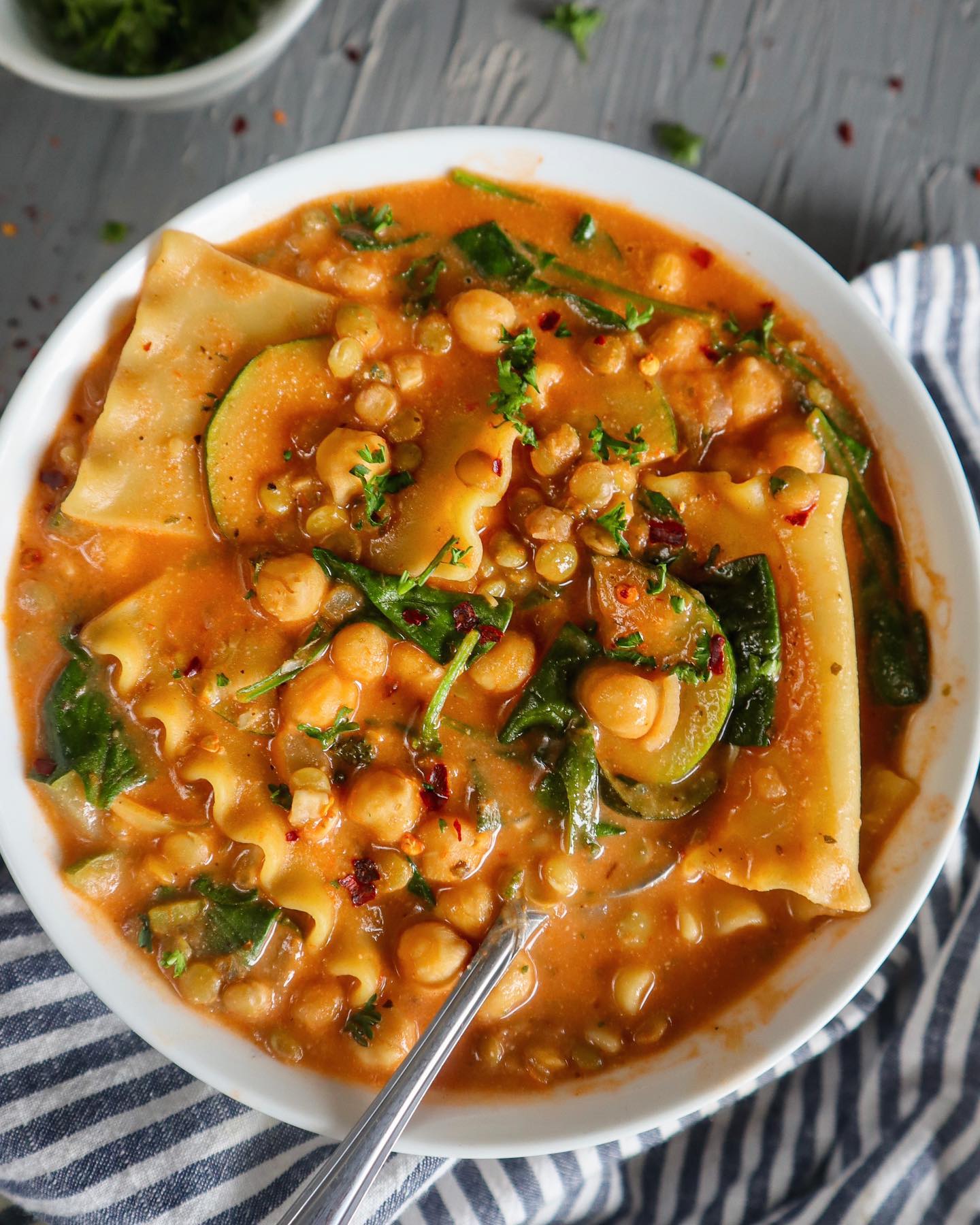 Cozy Lentil Lasagna Soup