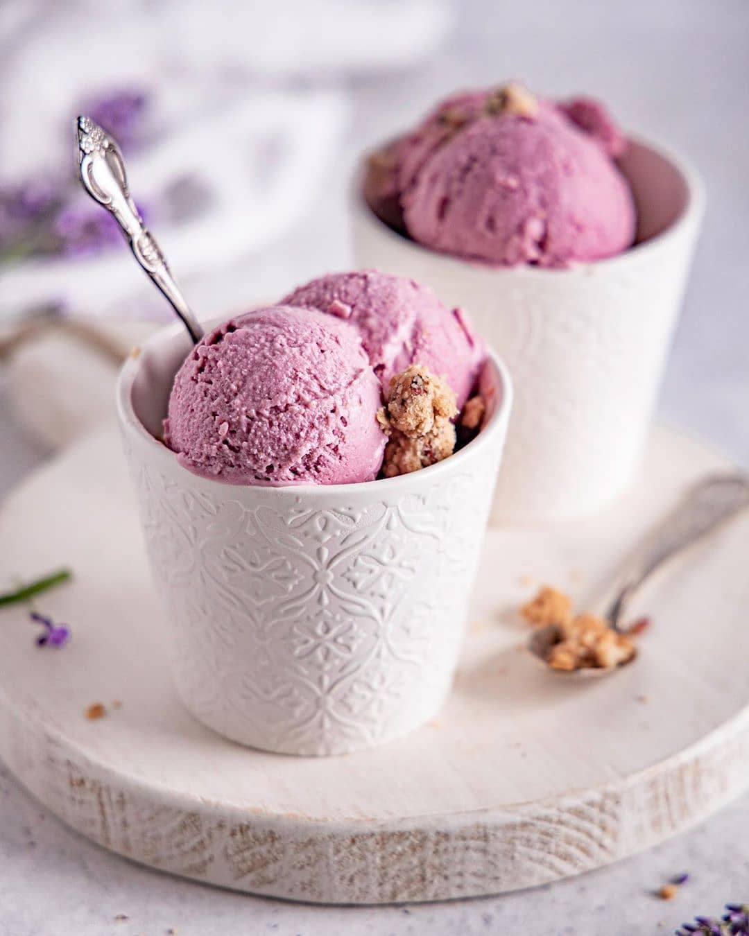 Healthy Blackberry Ice Cream with Cardamom Crumble