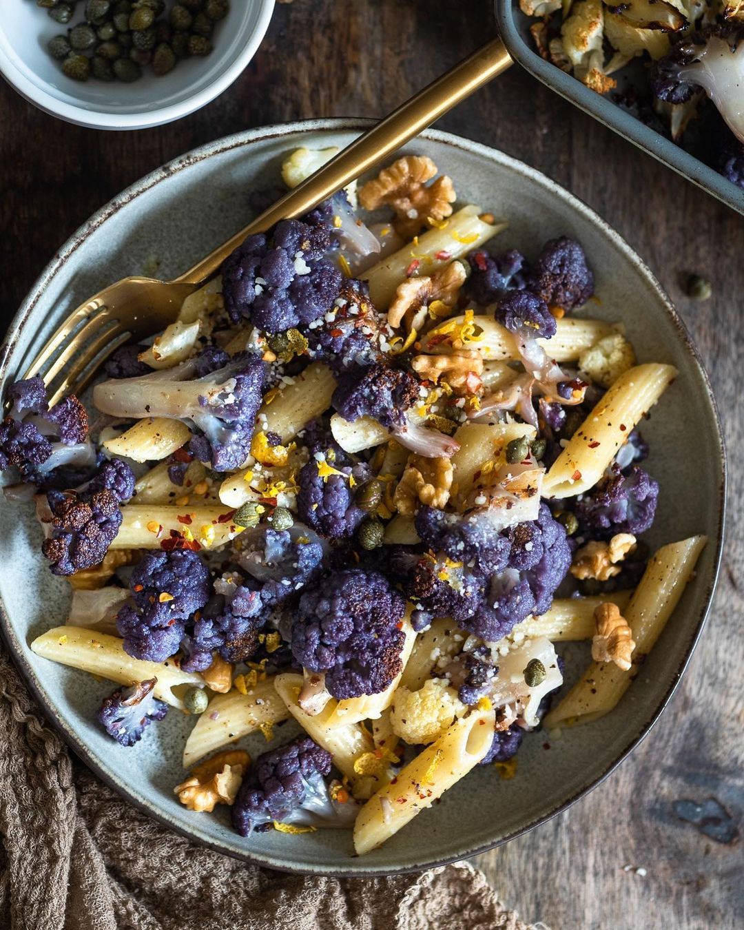 Roasted Cauliflower Penne and Capers
