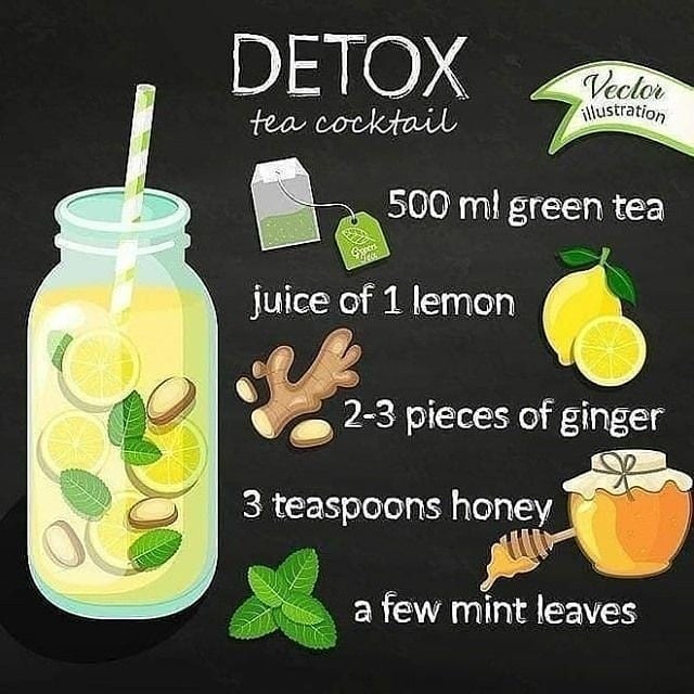Detox Cocktail with Green Tea and Herbs