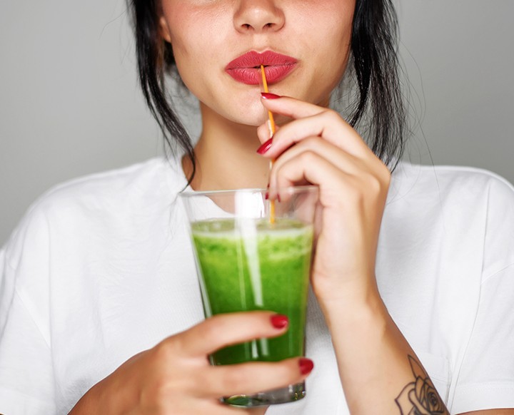 Nourishing Green Smoothie with Vegetables and Spirulina