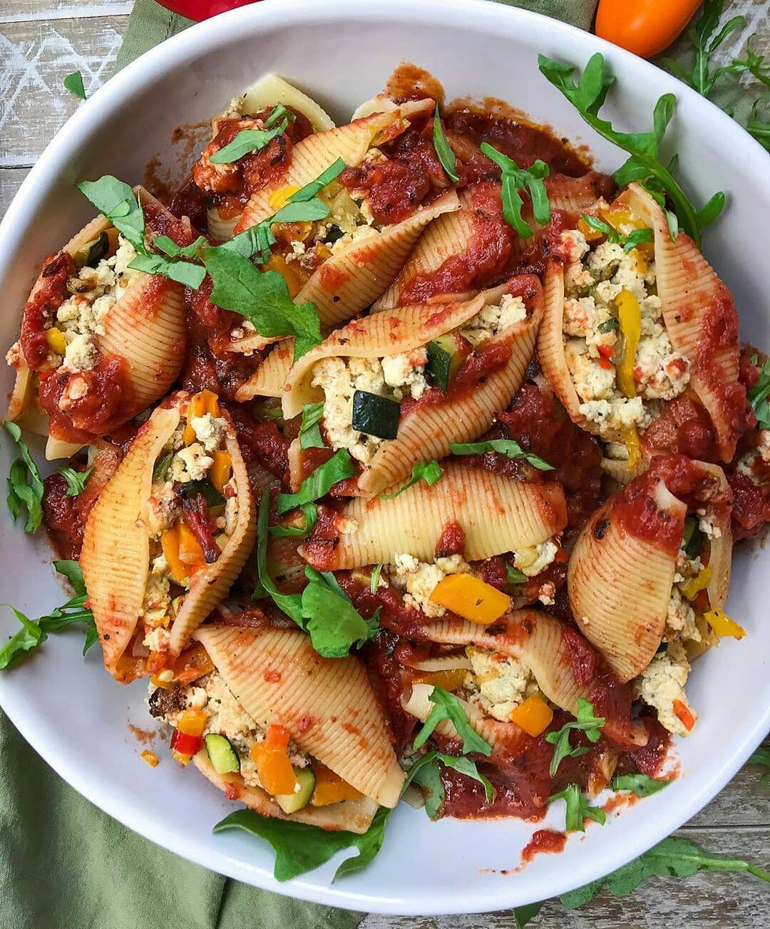 Pasta Shells Stuffed with Tofu and Veggies