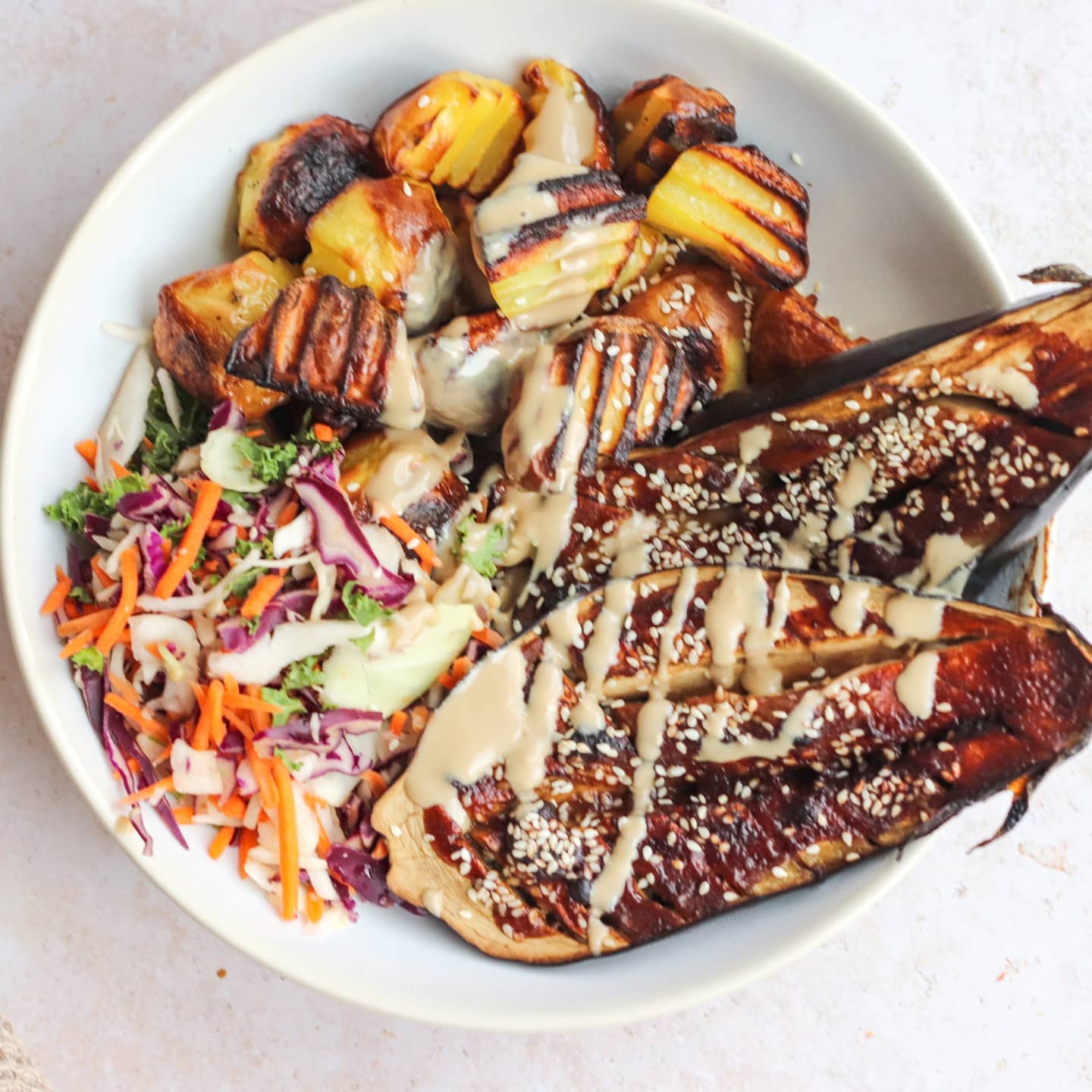 Miso Marinated Eggplant with Air-Fried Roasted Veggies