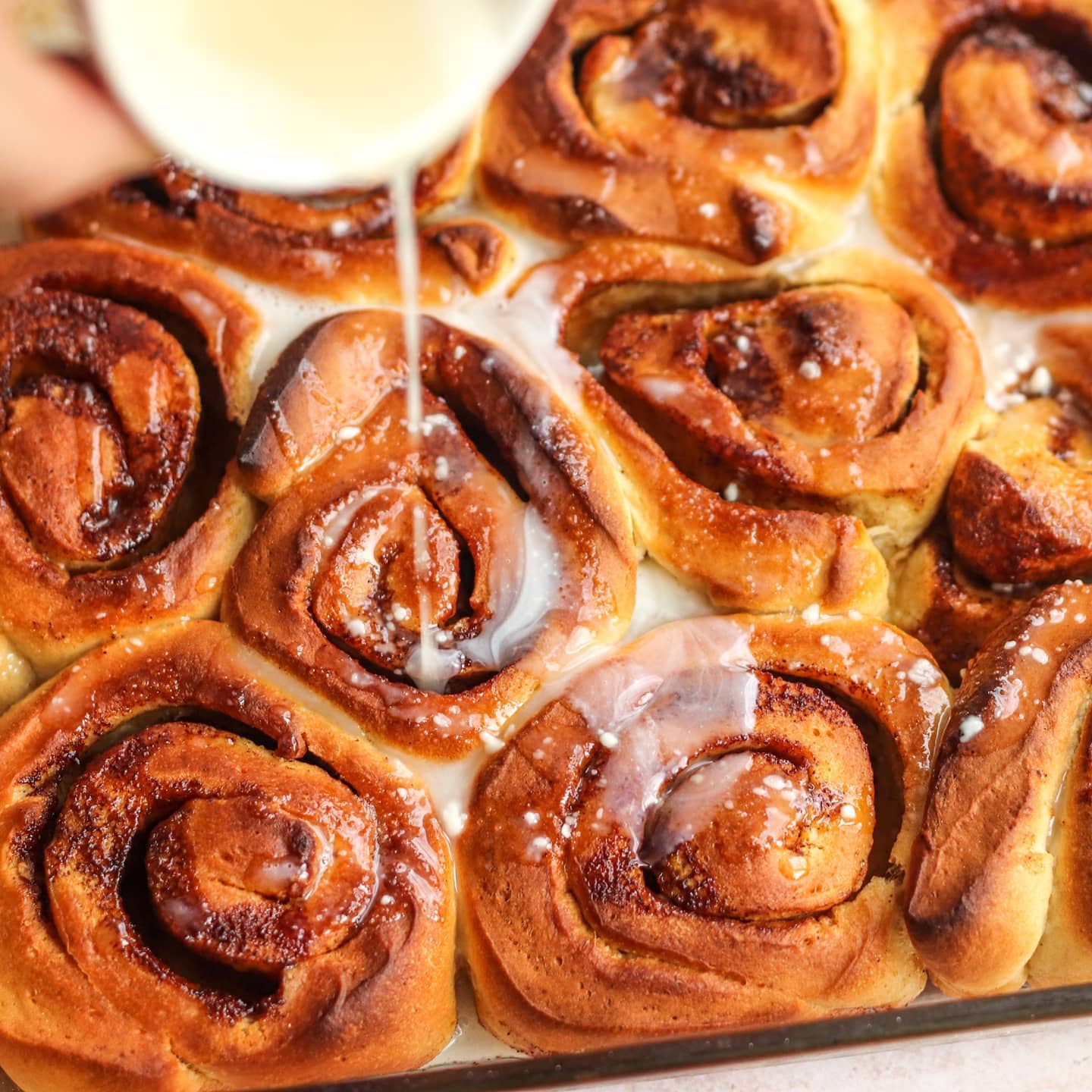 Homemade Cinnamon Buns with Cream Cheese Topping