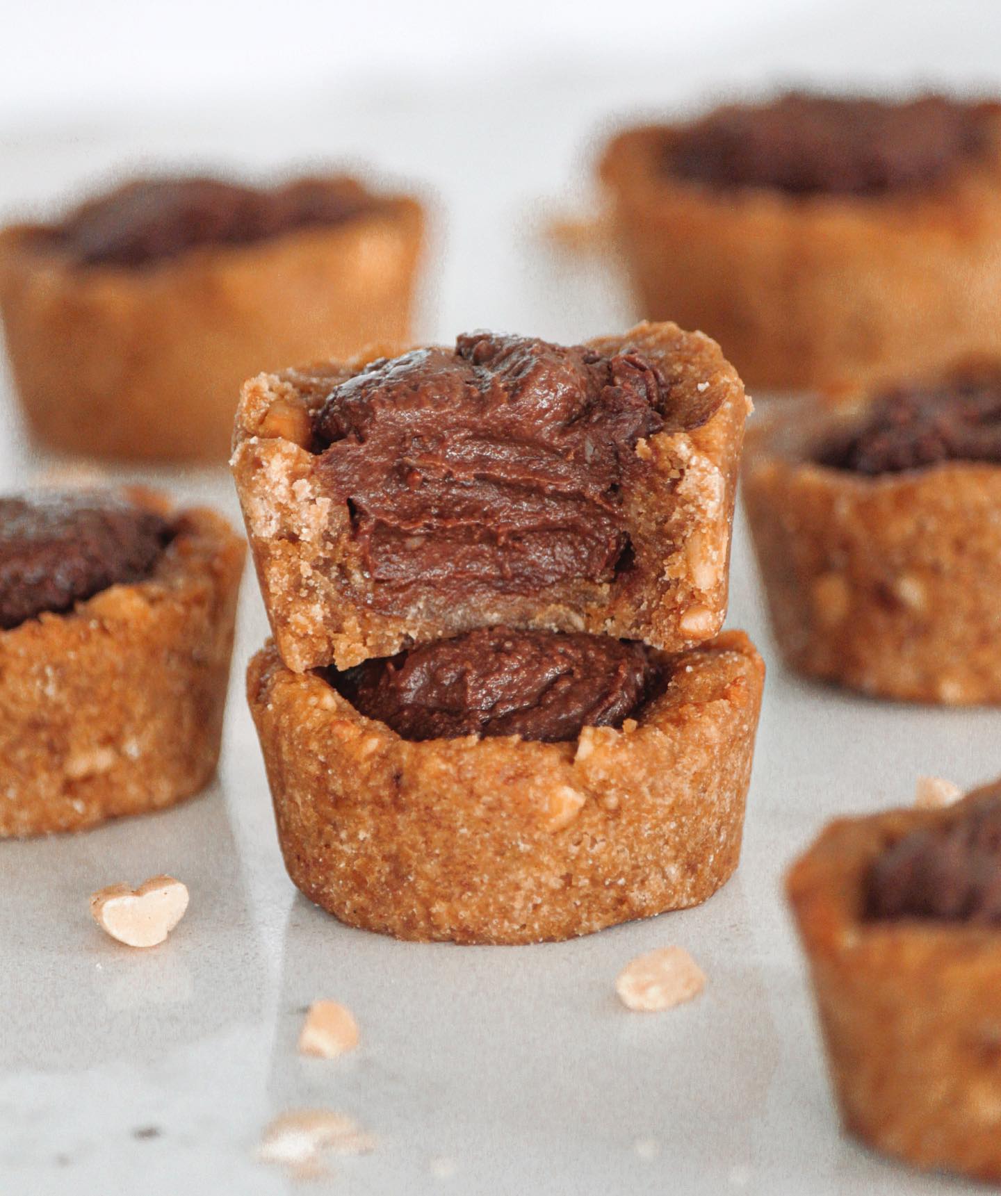 Peanut Butter Ganache Cups with Chocolate and Peanut Butter Cookie Base