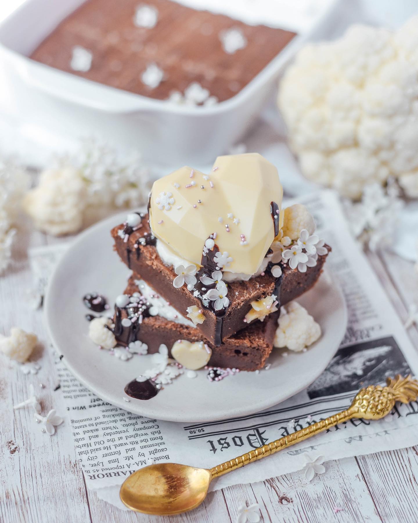 Vegan Cauliflower Brownies with Chocolate