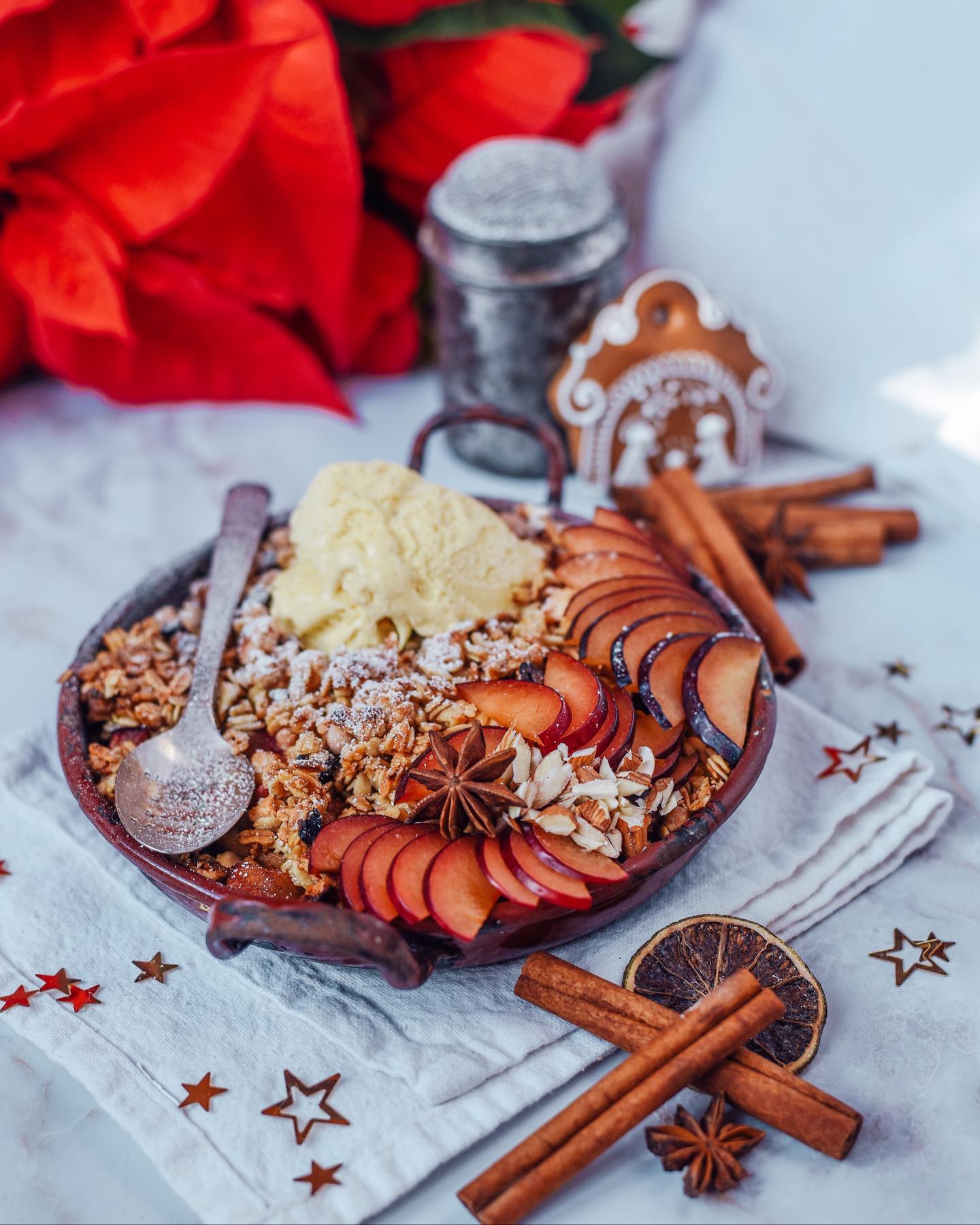 Apple and Plum Christmas Crumble