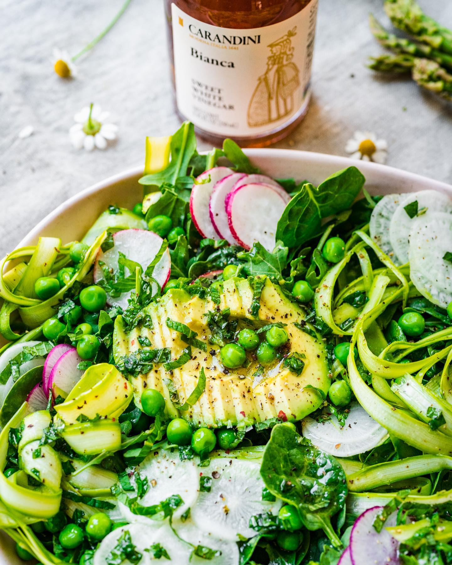 Spring-Inspired Arugula and Asparagus Salad with Carandini Bianca Sweet Vinegar Dressing