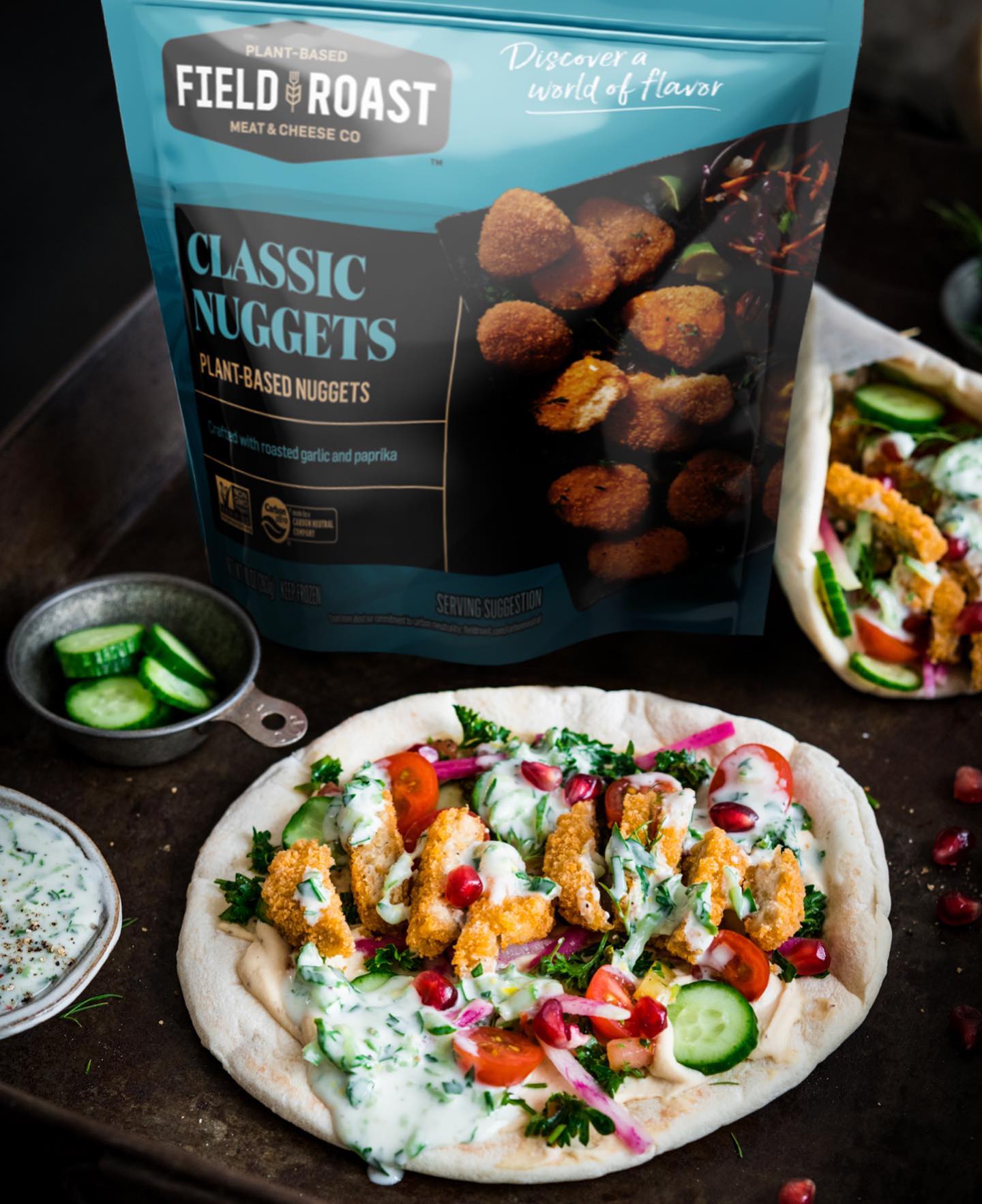 Plant-Based Chicken Nugget Pitas with Tzatziki