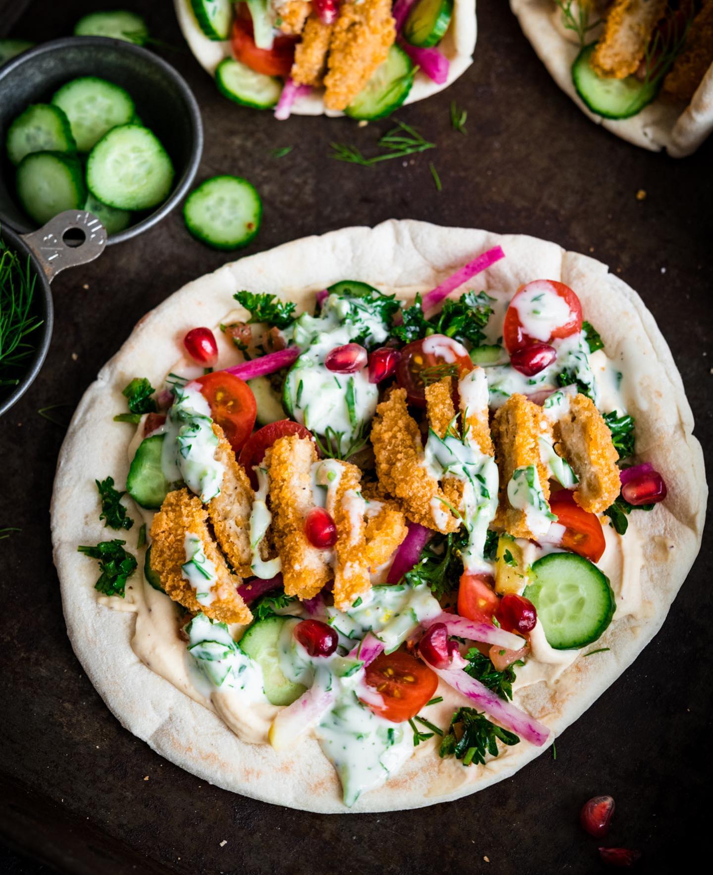 Plant-Based Chicken Nugget Pitas with Tzatziki